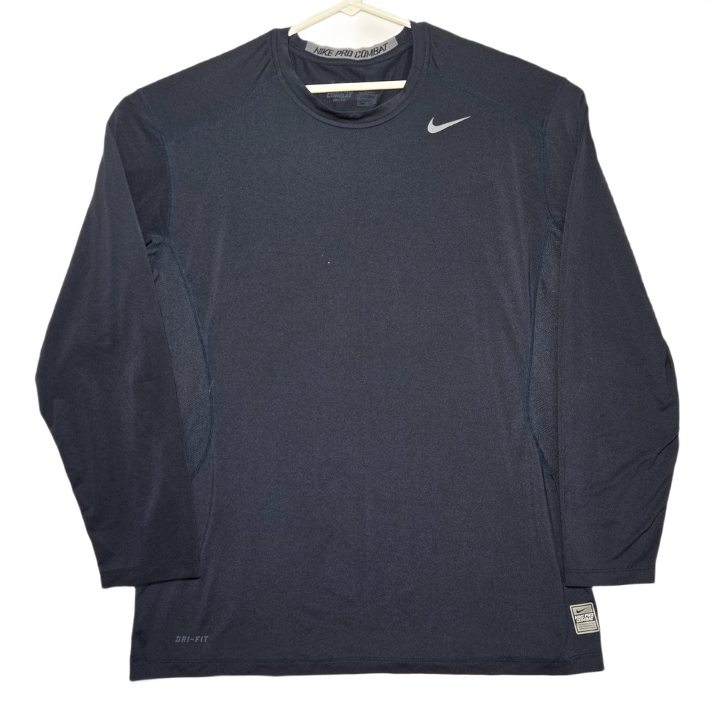 Nike Pro Combat Dri-FIT Mens XXL Black Long Sleeve Fitted Training Shirt